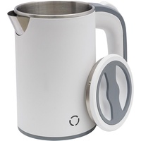 Kleiner Wasserkocher 800ML Mini Teekocher 600Watt Reise-Wasserkocher Edelstahl Elektrisch Tragbarer Wasserkocher Mini Wasserkocher Reisewasserkocher (Weiß)