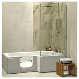 Dusche-24 Badewanne Badewanne mit Tür 170x85 cm HOSOLARNA inkl. Duschaufsatz und Schürze weiß