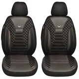 BREMER SITZBEZÜGE Maß Auto Schonbezüge kompatibel mit Mercedes EQA H243 Fahrer & Beifahrer Set ab 2021 / Auto Schonbezug Velour Kunstleder Set 2er Pack in Schwarz/Weiße Naht (PS808)