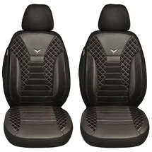 BREMER SITZBEZÜGE Maß Auto Schonbezüge kompatibel mit Mercedes EQA H243 Fahrer & Beifahrer Set ab 2021 / Auto Schonbezug Velour Kunstleder Set 2er Pack in Schwarz/Weiße Naht (PS808)