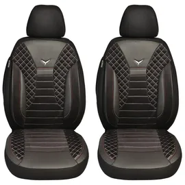 BREMER SITZBEZÜGE Maß Auto Schonbezüge kompatibel mit Mercedes EQA H243 Fahrer & Beifahrer Set ab 2021 / Auto Schonbezug Velour Kunstleder Set 2er Pack in Schwarz/Weiße Naht (PS808)