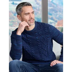 Herren Strickpullover mit klassisch-modernem Kabelstrickmuster - Classic Navy - XL