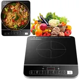 STEINBORG Einzel-Induktionskochplatte SB-2191, Kochplatten,Digitalanzeige,Touch-Bedienfeld,Überhitzungsschutz schwarz