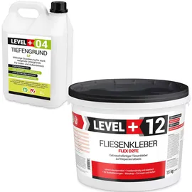 LEVEL PLUS Fliesenkleber 15 kg Weiß + Tiefengrund 5 l