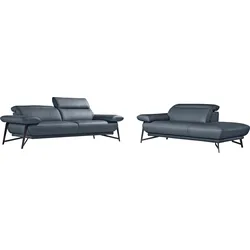 Egoitaliano Polstergarnitur »Anais, Design mit hohem Sitzkomfort für mehr Bequemlichkeit«, Set: bestehend aus Sofa und Ottomane, inkl. Kopfteilverstellung Egoitaliano smoke