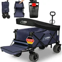 Lawa klappbarer Bollerwagen faltbar mit Dach 100kg Tragkraft mit