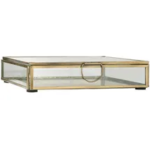 ib laursen Längliche Glasbox mit Deckel Solitaire, 18 x 18 x 4,5 cm, messing