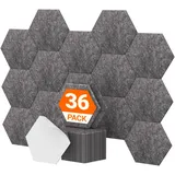 Hexagon Akustikplatten selbstklebend 36 Stücke, TONOR Schallabsorber Schallschutz mit Hochdichte Wandfliesen Schall Dämmung 30x26x0,9cm für Studio, Büro, Akustische Behandlung und Wanddekoration Grau