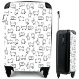 MuchoWow Handgepäckkoffer Mädchen - Katze - Muster - Mädchen - Kinder - Kinder, 4 Rollen, Reisetasche mit rollen, Handgepäck für Ferien, Trolley, Reisekoffer bunt