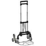 DURHAND Sackkarre mit 6-Rollen für Treppen silber, schwarz 47L x 47B x 100H cm