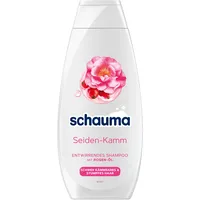 Schauma Entwirrendes Shampoo Seiden-Kamm (400 ml), Haarshampoo pflegt ohne zusätzliche Spülung, Glanz-Shampoo für schwer kämmbares & stumpfes Haar, mit Rosen-Öl