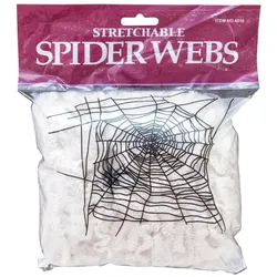 Spinnennetz synthetisch, weiss, 100g Packung - Gruseldekoration + 2 Kunststoffspinnen - Spinnweben