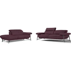 Egoitaliano Polstergarnitur »Anais, Design mit hohem Sitzkomfort für mehr Bequemlichkeit«, Set: bestehend aus Sofa und Ottomane, inkl. Kopfteilverstellung Egoitaliano plum