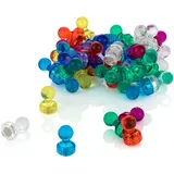 POPPSTAR Magnete farbig sortiert, Neodym Magnet, Ø (11 x 17mm) Starke Pinnwand-Magneten für Kühlschrank und Magnettafel, inkl. Aufbewahrungs-Box