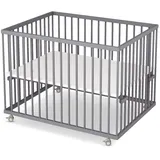 Laufgitter 75x100 cm - grau - Laufstall für Babys - Premium Kollektion