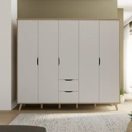 Forte Drehtürenschrank Vankka 228,8 x 201,5 x 52,7 cm Beige