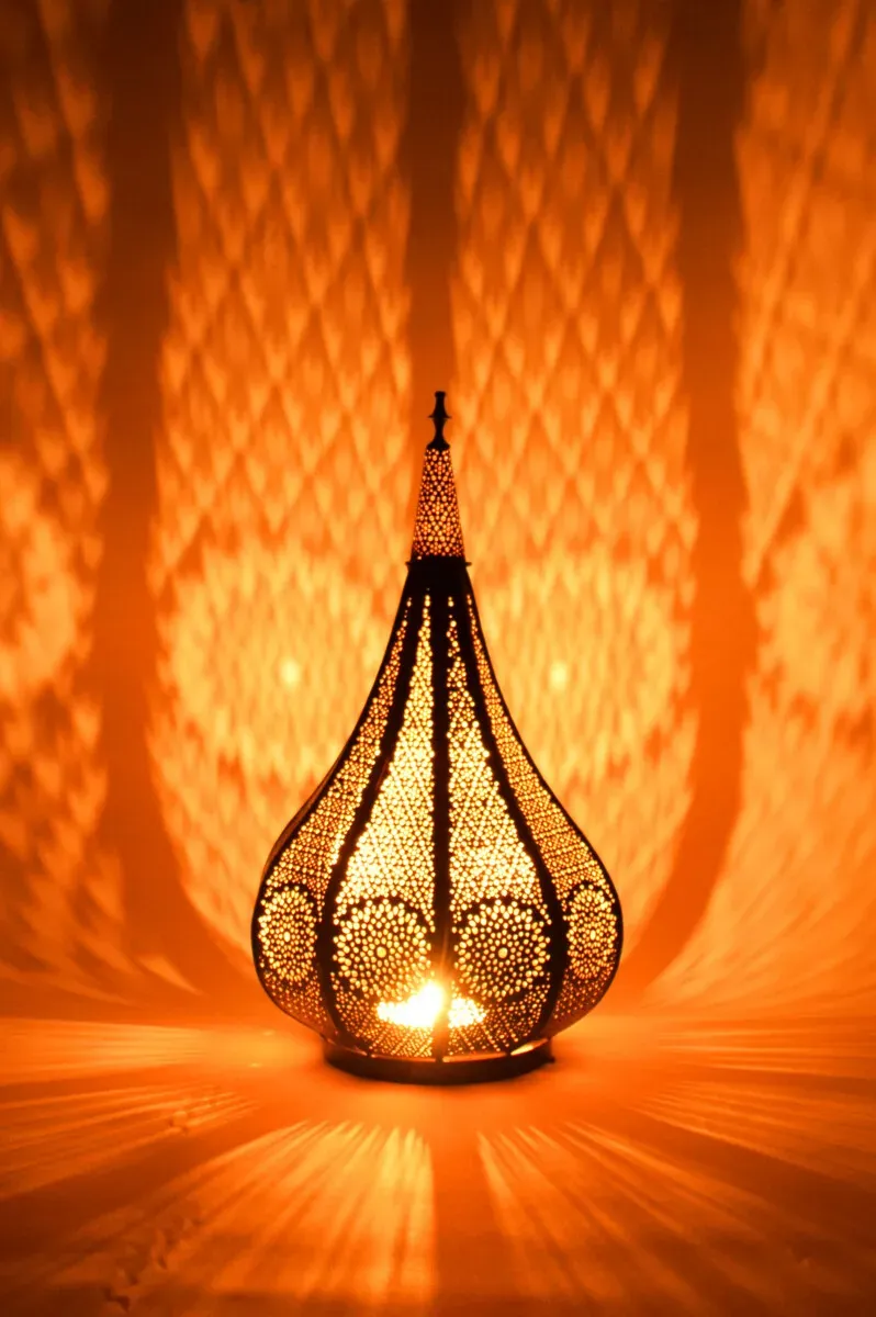 Orientalische Laterne Windlicht Garten Deko Ezana schwarz
