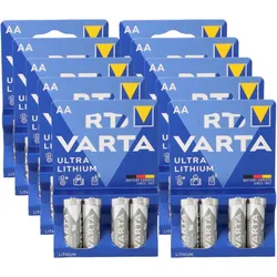 40x Varta Ultra Lithium AA Mignon Batterie 10x 4er Blister 6106