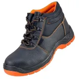 Luckyberg 101 SB Arbeitsschuhe Sicherheitsschuhe Herren Damen Metallkappe Leder Stahlkappe Schnürung Anti-Rutsch, Schwarz mit Orange (Schwarz, EU Schuhgrößensystem, Erwachsene, Numerisch, M, 45) - 45 EU