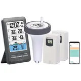 Infactory Smartes WLAN-Poolthermometer, IP67, 2 Außensensoren, Alarm