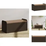 Sitzbank Mit Stauraum & Kissen Braun 115x51x52 Cm Poly Rattan - Sitzbank - Gartenbank - Outdoor Möbel - Poly Rattan - Stauraum