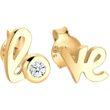 Elli DIAMONDS Love Wordings Liebe Diamant 0.03 ct. 585 Gelbgold Ohrringe Damen