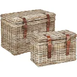 Beliani Aufbewahrungskorb 2er Set IRBID Rattan Naturfarben