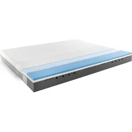 sleezzz Viskoelastik-Matratze Sleezzz Premium 140 x 200 cm, Höhe 20 cm, Härtegrad H2/H3, mit Wendegriffen + Sleezzz® Cool Kühl-Effekt Kissen