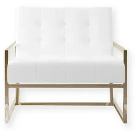 s-style möbel Loungesessel Mit Goldenen Füßen Aus Weiß, Bouclé-stoff