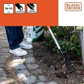 Black & Decker Black+Decker Teleskopische Gartenharke - 78-111 cm - Aluminiumstiel und Karbonstahlkopf - Rostfrei