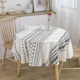 Runde, Weiße Tischdecke Im Bohème-stil Aus Dickem, Wasserdichtem Baumwoll-leinen-gewebe Für Küche Und Esszimmer