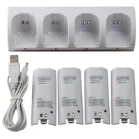 B Blesiya Lade Dock Station + 4 * 2800mAh Batterien Für Wii Remote Controller - Weiß