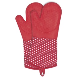 WENKO Silikon Topfhandschuhe, Hitzeschutzhandschuhe mit Handflächen aus Silikon, Farbe: rot