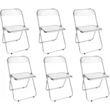 Haloyo® 6er-set Klappbaren Esszimmerstuhl, Modernes Transparentes Design, Acryl & Stahl, Transparent