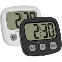 TFA Digitaler Timer 2er Set mit Stoppuhr und Uhrzeit