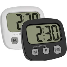 TFA Digitaler Timer 2er Set mit Stoppuhr und Uhrzeit