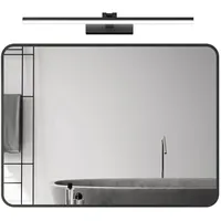 Boromal Badspiegel LED 60x40cm Badezimmerspiegel mit Beleuchtung Wandschalter Energiesparender