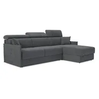 Miryam Ecksofa Mit Matratze Mit Verstellbaren Kopfstützen Aus Weichem, Fleckenabweisendem Stoff T31 252 Cm Rechts Anthrazitgrau