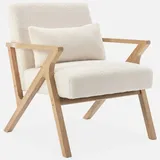 sweeek - Skandinavischer Sessel aus Hevea-Holz mit Bouclé-Bezug - Antoine