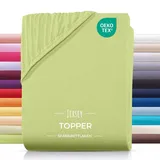 Carpe Sonno Spannbettlaken Topper Spannbetttuch Jersey 140x200 160x200 180x200 200x200 Baumwolle, Jersey, Gummizug: rundum, (1 Stück), Topper Spannbettlaken 200x200 für Matratzen bis 10cm Höhe grün 200 cm x 200 cm