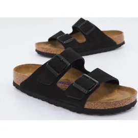Birkenstock Arizona Weichbettung Veloursleder schmal schwarz 41