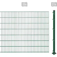 Arvotec Doppelstabmattenzaun ARVOTEC "ESSENTIAL 143 zum Aufschrauben", grün (dunkelgrün), H:143cm, Stahl, Kunststoff, Zaunelemente, Zaunhöhe 143 cm, Zaunlänge 2 - 60 m