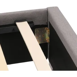 Mendler Polsterbett HWC-N59, Bett Doppelbett Bettgestell mit Lattenrost, Massivholz Stoff/Textil 180x200cm ~ grau