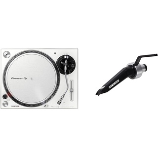 Pioneer DJ PLX-500-W DJ-Plattenspieler mit Direktantrieb, Weiß & Reloop Concorde Black – Sphärisch geschliffenes Tonabnehmersystem mit robuster Konstruktion