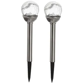 Star Trading Solarleuchte Edelstahl, Glas, Kunststoff 39,0 cm 2er Set silber