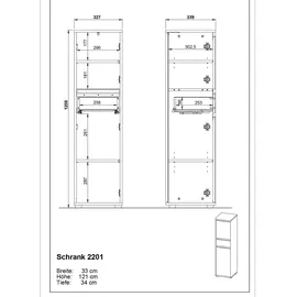 Germania Schrank 2201-547 Graphit, Optik B/H/T: ca. 33,00x121,00x34,00