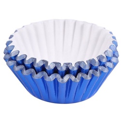 Miss Bakery’s House Muffinform Mini Muffinförmchen folienbeschichtet, (Blau 120-tlg), kleine Metallic-Papierbackförmchen für Mini-Cupcakes und Minimuffins blau
