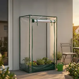 Relaxdays Tomatengewächshaus 1 x 0,5 x 1,5 m transparent/grün
