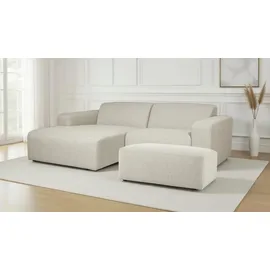 INOSIGN Ecksofa INOSIGN "Koa,228cm, L-Form, Modulsofa, Webstoff, Cord, Struktur, Chenille", beige, B:228cm H:88cm T:159cm, 62% Polypropylen, 32% Polyester, Sofas, Ecksofa, Designsofa, Set, Hocker inklusive, weicher Lounge-Sitzkomfort