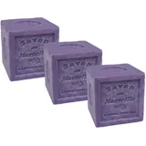 Maison du Savon de Marseille - 3er-Set Seife Marseiller Kernseife 'Lavendel' aus 72% Pflanzenöl - 3 x 300 g